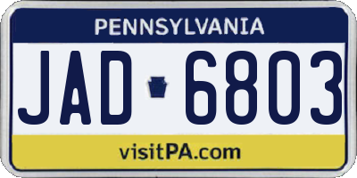 PA license plate JAD6803