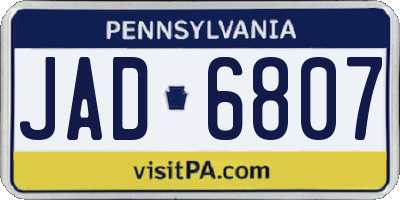 PA license plate JAD6807