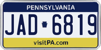 PA license plate JAD6819