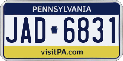 PA license plate JAD6831