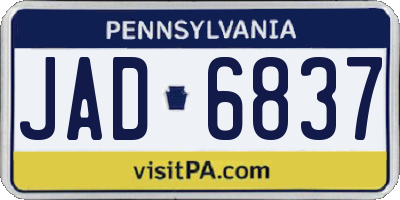 PA license plate JAD6837