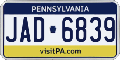 PA license plate JAD6839