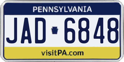 PA license plate JAD6848