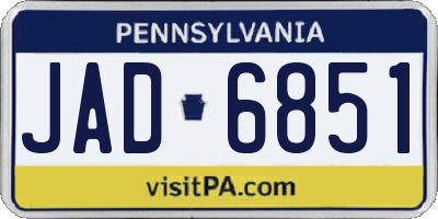 PA license plate JAD6851