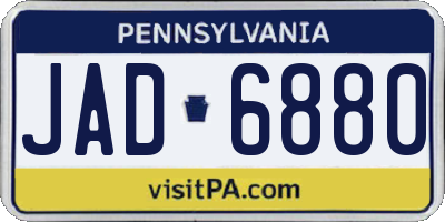 PA license plate JAD6880