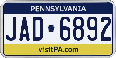 PA license plate JAD6892