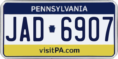 PA license plate JAD6907