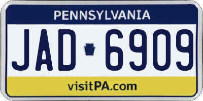 PA license plate JAD6909