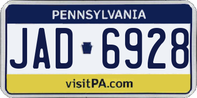 PA license plate JAD6928