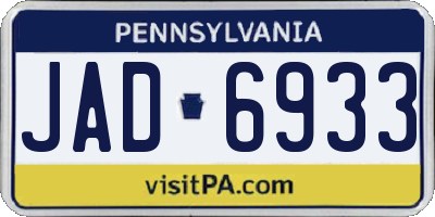 PA license plate JAD6933