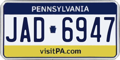 PA license plate JAD6947