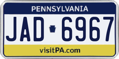 PA license plate JAD6967