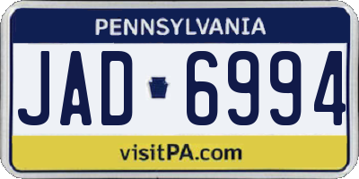 PA license plate JAD6994