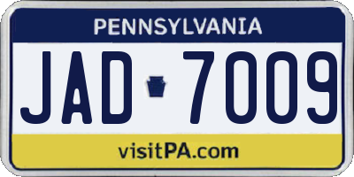 PA license plate JAD7009