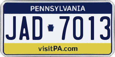 PA license plate JAD7013