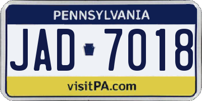 PA license plate JAD7018