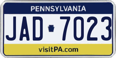 PA license plate JAD7023