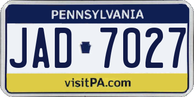 PA license plate JAD7027