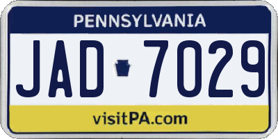 PA license plate JAD7029