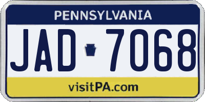 PA license plate JAD7068