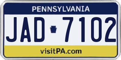 PA license plate JAD7102