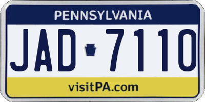 PA license plate JAD7110