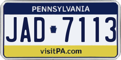 PA license plate JAD7113