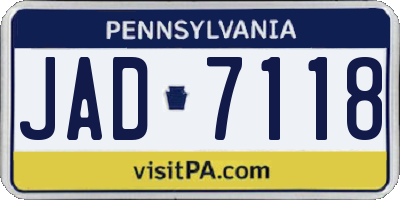 PA license plate JAD7118