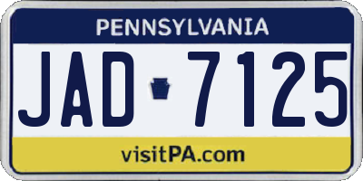 PA license plate JAD7125