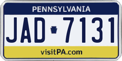 PA license plate JAD7131