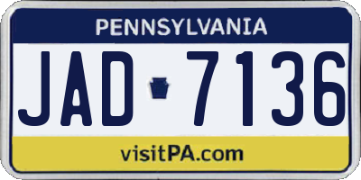 PA license plate JAD7136