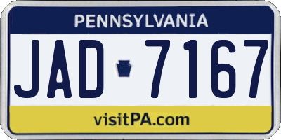 PA license plate JAD7167