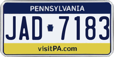 PA license plate JAD7183