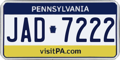 PA license plate JAD7222