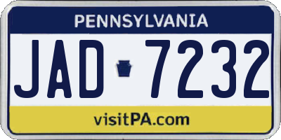 PA license plate JAD7232