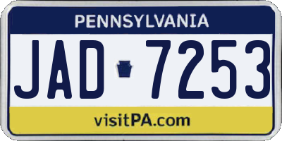 PA license plate JAD7253