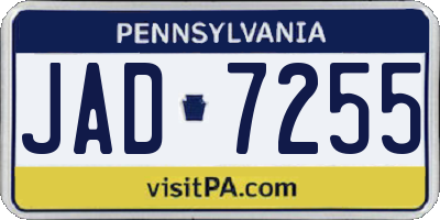 PA license plate JAD7255