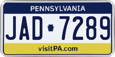 PA license plate JAD7289