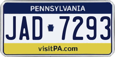 PA license plate JAD7293