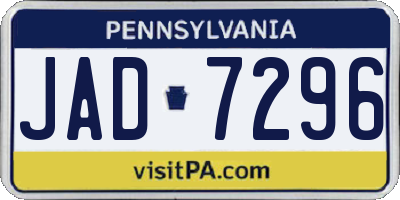 PA license plate JAD7296