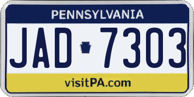 PA license plate JAD7303