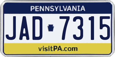 PA license plate JAD7315