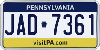 PA license plate JAD7361