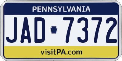 PA license plate JAD7372