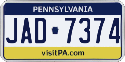 PA license plate JAD7374