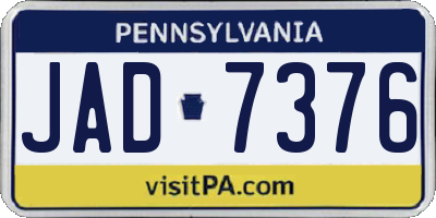 PA license plate JAD7376