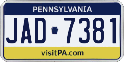 PA license plate JAD7381