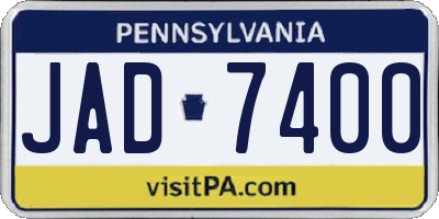 PA license plate JAD7400