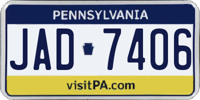 PA license plate JAD7406