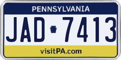 PA license plate JAD7413